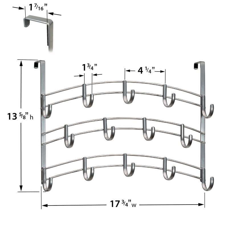 LYNK ProfessionalÂ® Homeâ„¢ Over Door Hooks Rack - 14 Hook Over Door Hanger - Over Door Towel Rack - Hanging Towels or Clothes - Bathroom, Bedroom or Laundry Room - Lifetime Ltd. Warranty - Platinum - Image 5